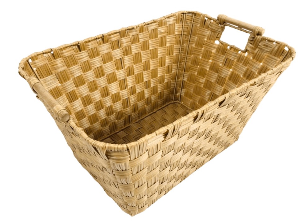 Premium Tapered Rectangular PE Resin Basket with Wooden Handles
